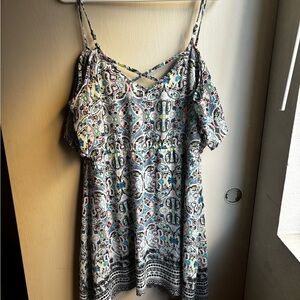 American Rag Multicolor Paisley Cold-Shoulder Spaghetti Strap Top